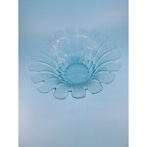 Holmegaard Denmark Vintage Shallow 11.5" Blue Glass Flower Petal Daisy Bowl